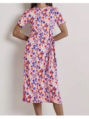 BODEN Amanda Jersey Midi Dress Bonbon Pink Tropic Foliage